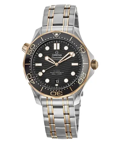 Omega Seamaster Diver 300M Sedna Gold & Steel Men's Watch Ref:210.20.42.20.01.001 (black, arb9670)