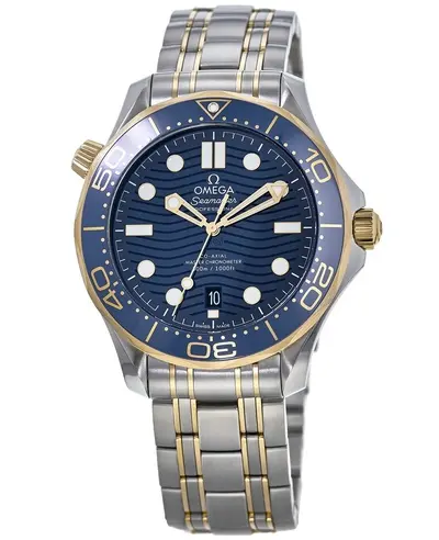 Omega Seamaster Diver 300M Blue Dial Yellow Gold Steel Men's Watch Model: 210.20.42.20.03.001 (blue, arb9672)
