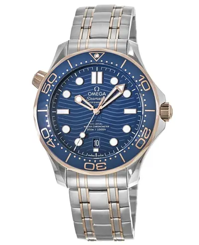 Omega Seamaster Diver 300M Blue Dial Gold & Steel Men's Watch [210.20.42.20.03.002] (blue, arb9673)