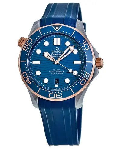 Omega Seamaster Diver 300M Blue Dial Rose Gold & Steel Men's Watch Model No. 210.22.42.20.03.002 (blue, arb9679)