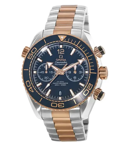 Omega Seamaster Planet Ocean 600M Chronograph Men's Watch Sedna Gold & Steel, Blue Dial Model: 215.20.46.51.03.001 (blue, arb9715)