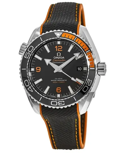Omega Seamaster Planet Ocean 600M Model: 21532442101001 Stainless Steel Case Black Rubber Strap Orange Stitching Master Chronometer Automatic Movement 43.5mm Dial Date Display 215.32.44.21.01.001 (black, arb9731)
