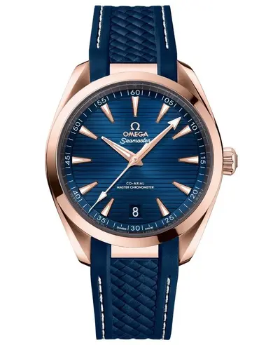 Omega Seamaster Aqua Terra 150m Chronometer Blue Dial Rubber Strap Men - Model 220.52.41.21.03.001 (blue, arb9867)