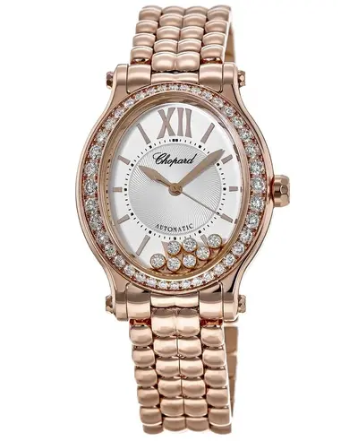 Chopard Happy Sport Oval 7 - Women's Luxury Automatic Silver Dial Watch with Rose Gold Case and Diamond Details. Model: 275362-5005. (arb9976)