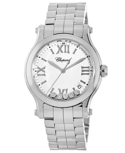 Chopard Happy Sport Medium 36mm White Floating Diamond Dial Steel Women's Watch Model: 278582-3002 (white, arb10030)