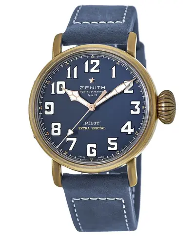 Zenith Pilot Type 20 Extra Special Blue Dial Leather Strap Men's Watch - Model: 29.2430.679/57.C808 (blue, arb10099)