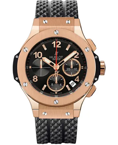 Men's Hublot Big Bang 44mm Rose Gold Case Rubber Strap Watch Model:301PX130RX 301.PX.130.RX (black, arb10141)