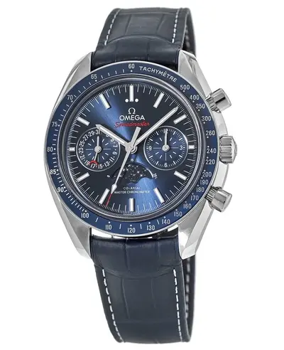 Omega Speedmaster Co-Axial Chronometer Moonphase Chronograph with Tachymeter, Blue Dial, Date at 9:30, Folding Clasp (Model No. 304.33.44.52.03.001) (blue, arb10157)