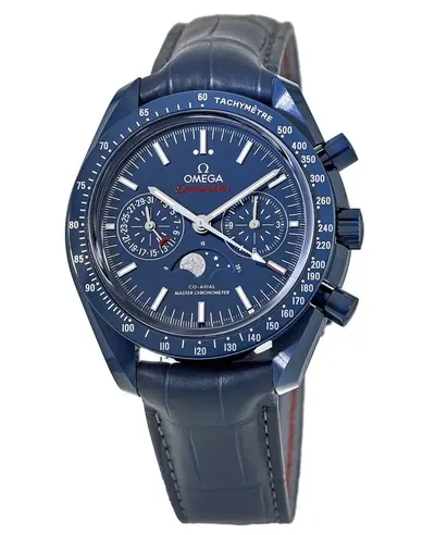 Authentic Omega Speedmaster Moonphase Co-Axial Chronograph Blue Ceramic Men 304.93.44.52.03.001 (blue, arb10158)