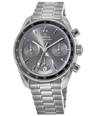 Omega Speedmaster Co-Axial Chronograph 38mm Automatic Grey Dial Steel Unisex Watch Model 324.30.38.50.06.001 (arb10213)