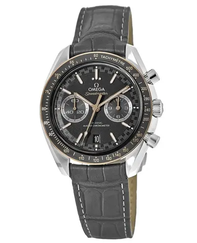 Brand New Authentic Omega Speedmaster 329.23.44.51.06.001 Grey Chronograph Dial Grey Leather Strap Men's Watch (arb10226)