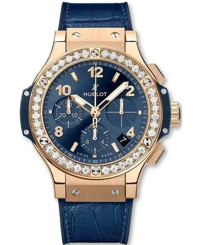 Hublot Big Bang Mens Watch Model 341.PX.7180.LR.1204 Blue Dial Diamond Rubber Strap (blue, arb10259)