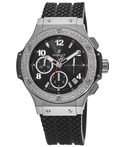 Hublot Big Bang 41mm Black Dial Diamond Bezel Rubber Strap Men's Watch, Model:341.SX.130.RX.114 (black, arb10261)