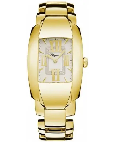 Chopard La Strada Model 419254-0001 Yellow Gold Rectangle Watch with Silver Dial (arb10378)