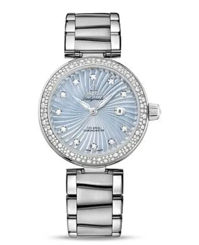 Omega De Ville Ladymatic Model 42535342057002 Women's Watch - Blue Pearl Dial with Diamonds 425.35.34.20.57.002 (arb10426)