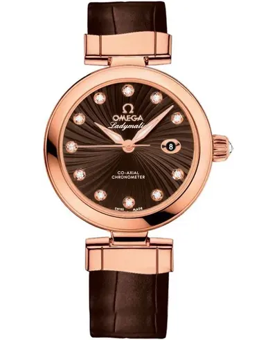 Omega De Ville Ladymatic Model 425.63.34.20.63.001 Rose Gold Brown Alligator/Crocodile Leather Women's Watch (brown, arb10446)