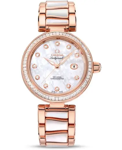 Omega De Ville Ladymatic 425.65.34.20.55.007 Women's Watch Rose Gold Mother of Pearl Dial Diamond Markers Manual Winding (arb10452)