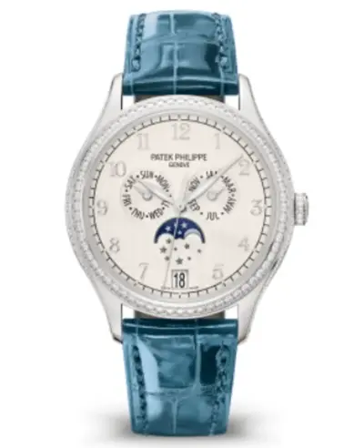Patek Philippe Complications Model 4947G-010: White Dial Alligator Strap Women's Watch (white, arb10716)