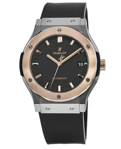 Hublot Classic Fusion Automatic Black Dial 18kt Gold Titanium Case with Black Rubber Strap Men's Watch Model 511.NO.1123.RX 511.NO.1181.RX (black, arb10763)