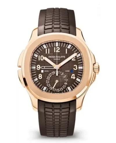 Patek Philippe Aquanaut 5164R-001 Brown Dial Tropical Composite Strap Folding Clasp Rose Gold Automatic Chronograph Date Display Day-Night Indicator (brown, arb16010)