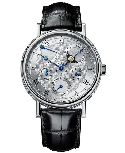 Breguet Classique Perpetual Calendar Men's Watch 5327BB/1E/9V6 - Brand New Authentic, Silver Dial with Guilloche Engraving (arb10871)