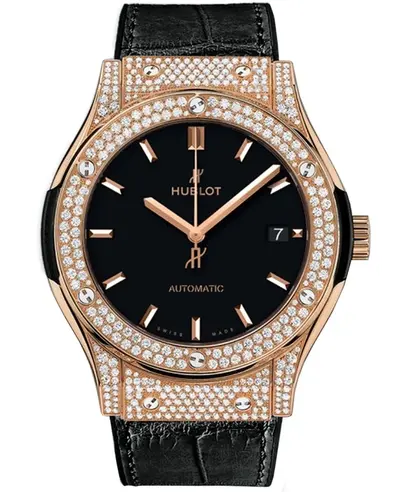 Hublot Classic Fusion Automatic Men's Watch Black Dial Diamond Bezel 542.OX.1181.LR.1704 (black, arb10913)