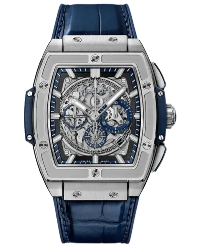 Hublot Spirit of Big Bang Chronograph 641.NX.7170.LR - Titanium Skeleton Dial, Blue Alligator Leather Strap (arb11066)