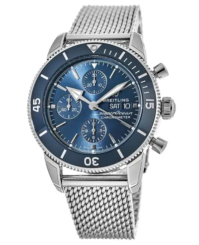 Authentic Breitling Superocean Heritage Chronograph 44 Blue Dial Ceramic Bezel Steel Men's Watch Model A13313161C1A1 (blue, arb11236)