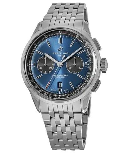 Authentic Breitling Premier B01 Chronograph 42 Blue Dial Stainless Steel Men's Watch AB0118A6/CA20/452A AB0118A61C1A1 (blue, arb11375)
