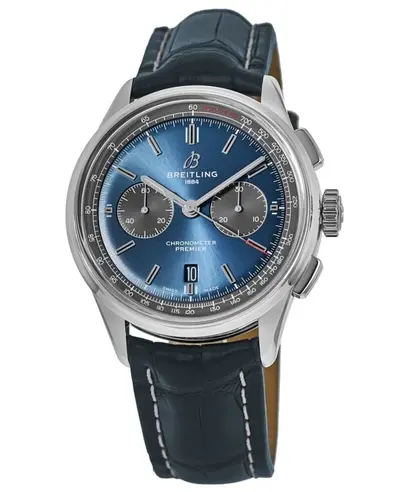 Breitling Premier B01 Chronograph 42 ab0118a61c1p2 - Authentic Men's Watch with Automatic Movement, Blue Dial and Crocodile Strap (blue, arb11376)