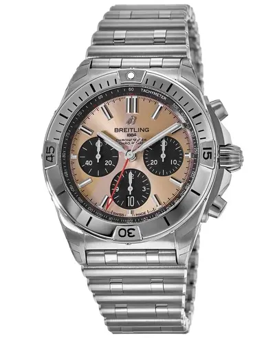 Authentic Breitling Chronomat B01 42 Copper Chronograph Dial Steel Men's Watch AB0134101K1A1 (arb11382)