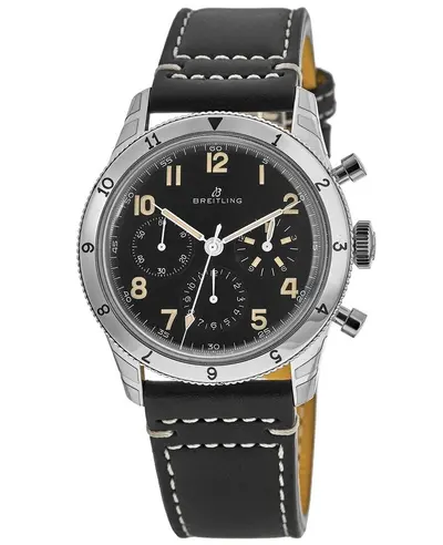 Breitling Aviator 8 Re-Edition Ref.765 Black Dial Leather Strap Men's Watch AB0920131B1X1 (black, arb11478)