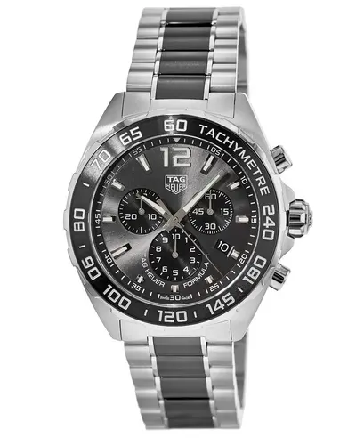 Brand New Authentic Tag Heuer Men's Sports Chronograph Quartz Grey Dial with Ceramic Bezel & Steel Bracelet CAZ1011.BA0843 (arb11511)