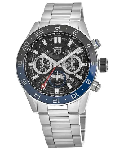 cbg2a1z.ba0658 Tag Heuer Carrera Calibre 02 GMT Automatic Chronograph Skeleton Dial Steel Men's Watch (arb11549)