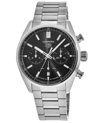 Brand New Authentic Tag Heuer Carrera Calibre 02 BA0642 Automatic Chronograph Watch CBN2010.BA0642 (black, arb11564)