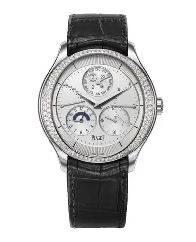 Piaget Gouverneur Men's Watch Model G0A40019 - 18kt White Gold, Black Alligator Leather Strap (arb11638)
