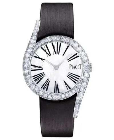Piaget Limelight Gala Mother of Pearl Dial Diamond Black Satin Strap Women's Watch Model G0A41260 (arb11655)