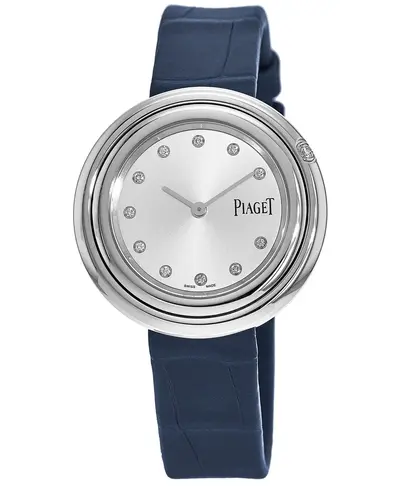 Piaget Possession 34mm Silver Diamond Dial Polished Stainless Steel Case with Leather Strap Watch Model G0A43090 (arb11668)