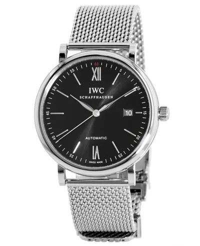 IWC Portofino Automatic Black Dial Steel Mesh Band Men's Watch IW356506 (black, arb11818)