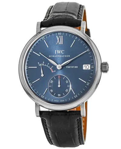 IWC Portofino Hand Wound Eight Days Blue Dial Leather Strap Men's Watch IW5106 IW510106 (blue, arb11932)