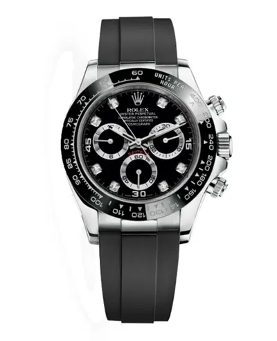 Rolex Cosmograph Daytona Model M116519LN-0025 Black Dial Rubber Strap Chronometer Watch (black, arb12001)