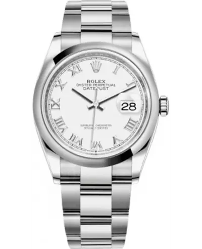 m126200-0008 Rolex Datejust 36mm Stainless Steel, White Roman Dial Women's Luxury Watch (white, arb12018)