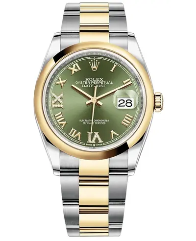 Rolex Datejust M126203-0026 Men's Watch Steel & Yellow Gold Olive Green Dial Roman Markers Automatic (green, arb12029)