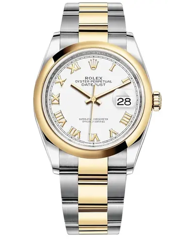 Rolex Datejust 36 M126203-0030 Yellow Gold & Steel White Roman Dial (white, arb12030)