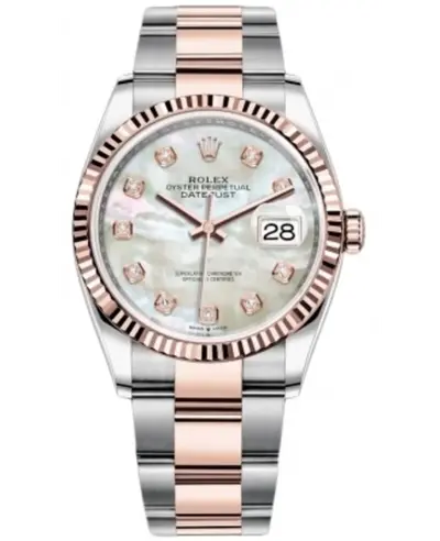 Rolex Datejust 36 Steel & Everose Gold Mother of Pearl Diamond Dial Women's Watch M126231-0022 (arb13874)