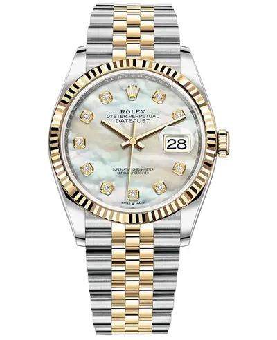 Rolex Datejust 36 M126233-0023 Yellow Gold Mother of Pearl Diamond Dial Women's Watch (arb12052)