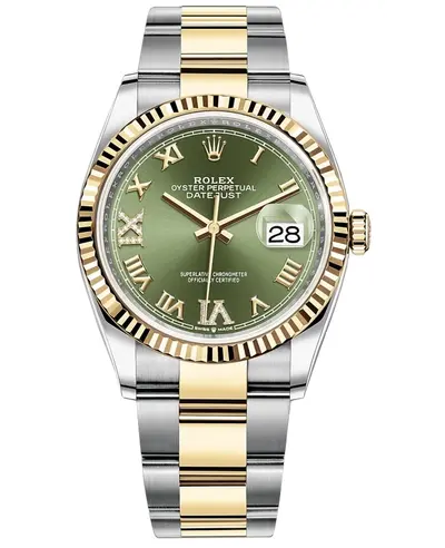 Rolex Datejust 36 Yellow Gold Pave Diamond Dial Women's Watch Model M126233-0026 (green, arb12054)