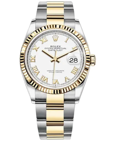 Rolex Datejust 36 Steel & Yellow Gold White Roman Dial Women's Watch M126233-0030 (white, arb12056)