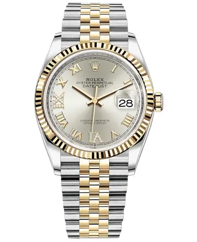 Rolex Datejust 36 VI IX Roman Dial Yellow Gold & Steel Women's Watch Model M126233-0031 (arb12057)