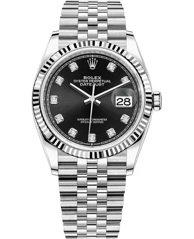 Rolex Datejust 36 Women's Watch Model M126234-0027, Steel & White Gold Black Diamond Dial (black, arb12071)